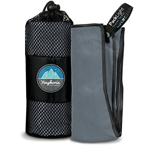 Youphoria Sport Towel and Travel Towel Beach Gray//Green, 20 x 40 Gym or Bath Guarantee! Super Absorbent and Quick Drying Camping Pool